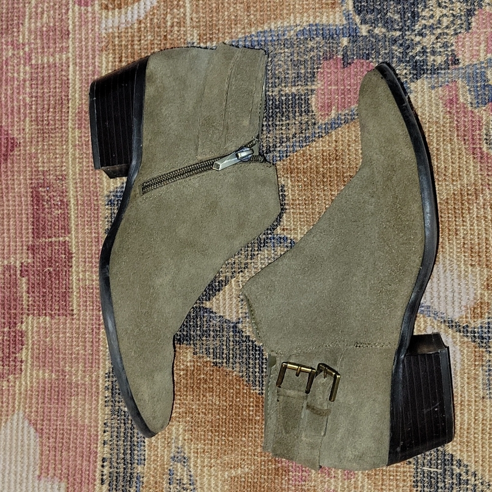 SAM EDELMAN olive green suede booties